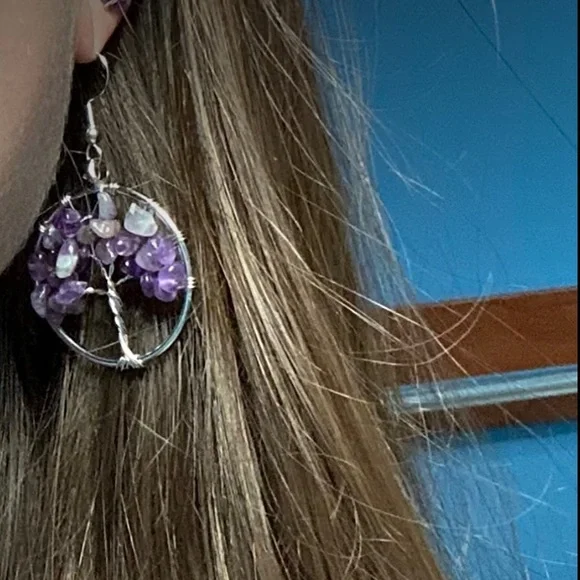 Amethyst Tree of Life Earrings NWT - Picture 4 of 4